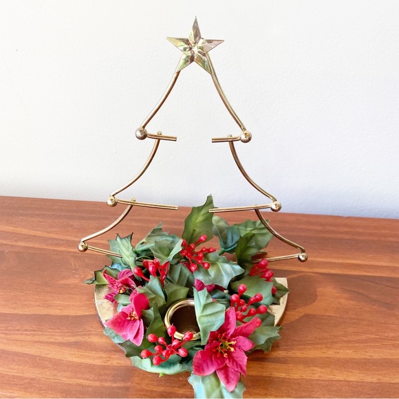 Vintage Accents Vintage Gold Christmas Tree Candlestickholder